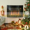 Electric fireplace 65x11x52 cm LED wall display fireplace with 7 adjustable colors