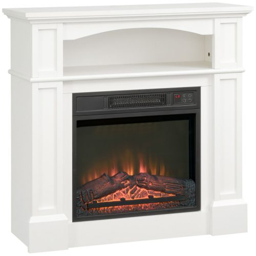 Electric fireplace 80.5x32.3x80.5 cm with 3D LED flame effect, 30 m² heating capacity, remote control, white