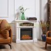 Electric fireplace 80.5x32.3x80.5 cm with 3D LED flame effect, 30 m² heating capacity, remote control, white