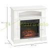 Electric fireplace 80.5x32.3x80.5 cm with 3D LED flame effect, 30 m² heating capacity, remote control, white