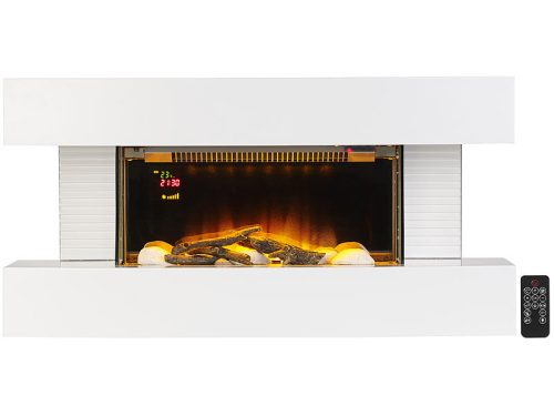 Electric fireplace 81x41x20 cm wall-mounted white visual fireplace 3D flame effect