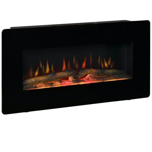 Electric fireplace 91x11x44 cm wall-mounted visual fireplace with remote control black