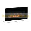 Electric fireplace 91x11x44 cm wall-mounted visual fireplace with remote control black