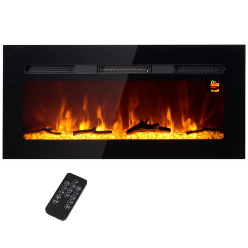 Electric fireplace 91.4x15.8x45 cm wall mounted with remote control 1800W black 