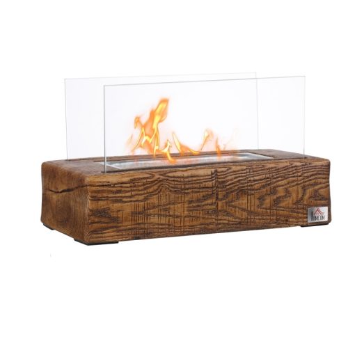 Bioethanol fireplace 33x16x18 cm 0.15 liter wood-effect smokeless desktop bio fireplace for indoor and outdoor use