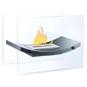   Bioetanol kandalló 60x35x45 cm füstmentes szabadon álló üveg kandalló rozsdamentes acél tűztérrel