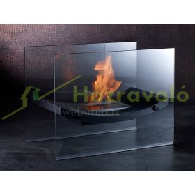   Bioetanol kandalló 60x35x45 cm füstmentes szabadon álló üveg kandalló rozsdamentes acél tűztérrel