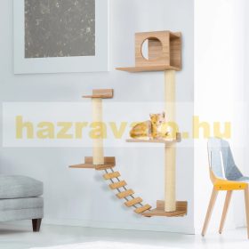   Macska kaparófa mászóka macskáknak falra szerelhető többszintes létrával 