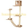 Cat scratching post for climbing cats with wall-mounted multi-level ladder 