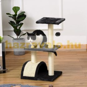   Macska kaparófa mászófa macskáknak plüss sötétszürke 40x35x72 cm