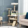 Wooden cat scratching post 60x40x130 cm scratching post natural multi-level cat furniture with cat house and toy