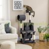 Cat scratching post 48x48x125 cm scratching post gray multi-level cat furniture with cat house and toy