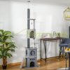 Cat scratching post adjustable height 60x40x225-255 cm scratching post gray multi-level cat furniture