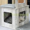 Wooden cat scratching post 67x38x114 cm scratching post with cat house, gray multi-level cat furniture