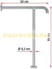 Kapaszkodó felállást segítő korlát támasztó rúd mozgássérült idős ember számára 2 pontos 73 cm magas