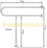 Stainless handrail stand-up support bar for disabled elderly 3-point 80 cm high inox acid-resistant steel