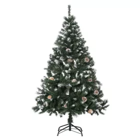 Műfenyő 180 cm havas hatású karácsonyfa 676 ág, 41 dísztoboz tűzálló