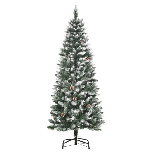 Műfenyő 150 cm 630 ág, 37 toboz, havas ágú karácsonyfa