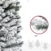 Műfenyő 225 cm magas, havas hatású karácsonyfa keskeny kivitel, 738 ág, fém talppal