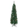 Műfenyő 46x165 cm keskeny karácsonyfa tobozokkal, lángálló ágakkal, stabil talppal, zöld