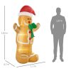 Felfújható karácsonyi mézeskalács figura 183 cm magas, LED-világítással és beépített ventilátorral