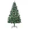 Műfenyő 180 cm magas, havas hatású karácsonyfa fenyőtobozokkal 1111 ág, stabil fém vázzal