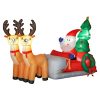 Felfújható karácsonyi dekoráció Mikulás rénszarvas szánon, 216 cm, LED világítással, IP44 kültéri kivitel