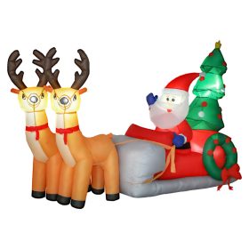   Felfújható karácsonyi dekoráció Mikulás rénszarvas szánon, 216 cm, LED világítással, IP44 kültéri kivitel