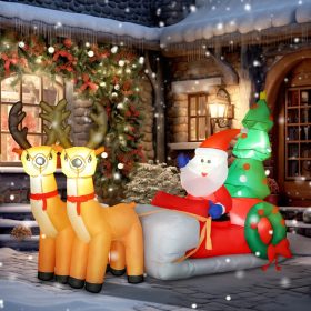   Felfújható karácsonyi dekoráció Mikulás rénszarvas szánon, 216 cm, LED világítással, IP44 kültéri kivitel