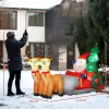Felfújható karácsonyi dekoráció Mikulás rénszarvas szánon, 216 cm, LED világítással, IP44 kültéri kivitel
