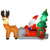 Felfújható karácsonyi dekoráció Mikulás rénszarvas szánon, 216 cm, LED világítással, IP44 kültéri kivitel