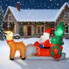 Felfújható karácsonyi dekoráció Mikulás rénszarvas szánon, 216 cm, LED világítással, IP44 kültéri kivitel