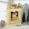 Fa adventi naptár LED-világítással 36x9x52 cm 24 fiókos, újratölthető karácsonyi öröknaptár natúr fa