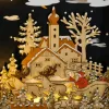 Fa adventi naptár LED-világítással 36x9x52 cm 24 fiókos, újratölthető karácsonyi öröknaptár natúr fa