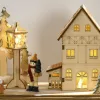 Fa adventi naptár LED-világítással 36x9x52 cm 24 fiókos, újratölthető karácsonyi öröknaptár natúr fa