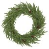 Műfenyő karácsonyi ajtókoszorú 60 cm átmérő, 88 ággal, 7 tobozzal zöld színben