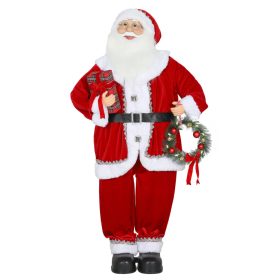   Animált Mikulás figura 120 cm, éneklő és táncoló karácsonyi dekoráció, hangra aktiválódó, piros ruhás kivitel