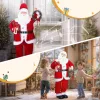 Animált Mikulás figura 120 cm, éneklő és táncoló karácsonyi dekoráció, hangra aktiválódó, piros ruhás kivitel