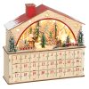 Fából készült adventi kalendárium LED világítással 24 fiókos 36x10x34 cm újratölthető karácsonyi naptár 