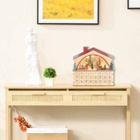   Fából készült adventi kalendárium LED világítással 24 fiókos 36x10x34 cm újratölthető karácsonyi naptár 