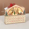 Fából készült adventi kalendárium LED világítással 24 fiókos 36x10x34 cm újratölthető karácsonyi naptár 