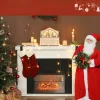Fából készült adventi kalendárium LED világítással 24 fiókos 36x10x34 cm újratölthető karácsonyi naptár 
