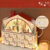 Fából készült adventi kalendárium LED világítással 24 fiókos 36x10x34 cm újratölthető karácsonyi naptár 