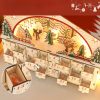 Fából készült adventi kalendárium LED világítással 24 fiókos 36x10x34 cm újratölthető karácsonyi naptár 