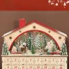 Fából készült adventi kalendárium LED világítással 24 fiókos 36x10x34 cm újratölthető karácsonyi naptár 