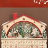 Fából készült adventi kalendárium LED világítással 24 fiókos 36x10x34 cm újratölthető karácsonyi naptár 