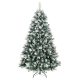 Műfenyő karácsonyfa 180 cm magas, havas hatású, 1000 ággal, 34 tobozzal, fém talppal