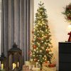 Műfenyő karácsonyfa LED világítással 180 cm magas, 605 ággal, 200 melegfehér LED-del, keskeny kivitel