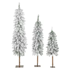 3 darabos havas műfenyő szett  90 / 120 / 150 cm, tűzálló, fém talppal, zöld-fehér