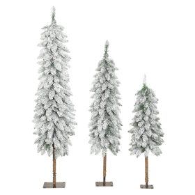   3 darabos havas műfenyő szett  90 / 120 / 150 cm fém talppal, zöld-fehér